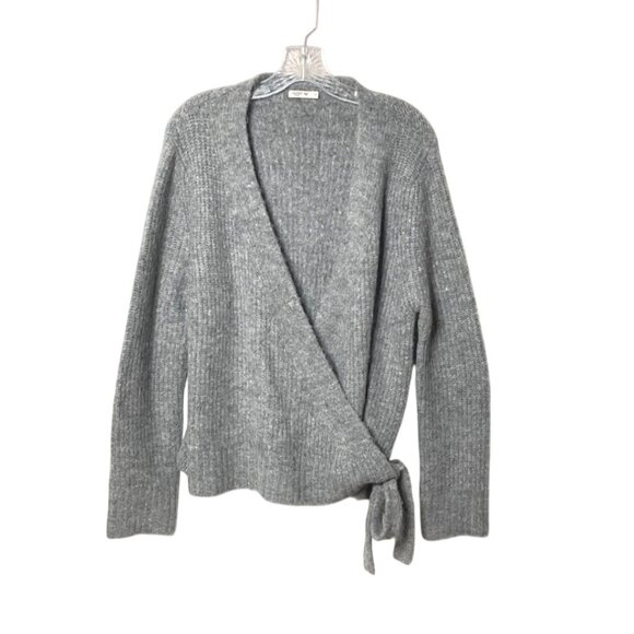 Orfeo Paris Women's Gray Ribbed Wrap Cardigan Sweater Wool Mohair Blend UT OS - Picture 8 of 8